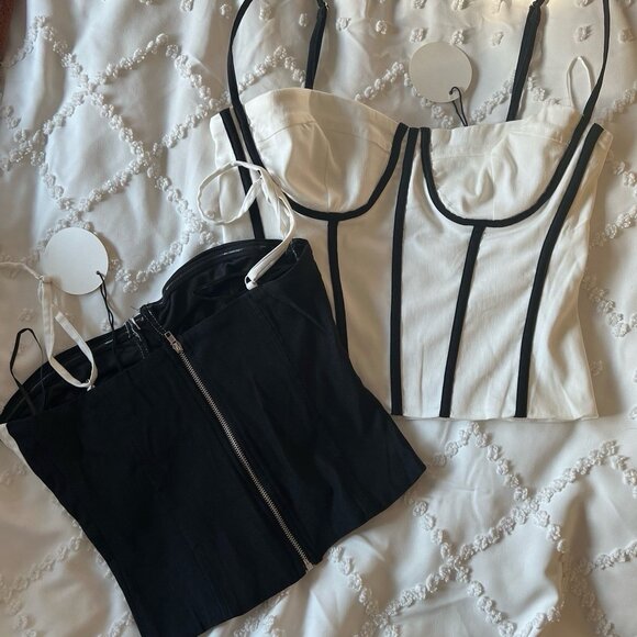 NWT - Chic Contrast trim cropped cami top - white - Picture 9 of 10